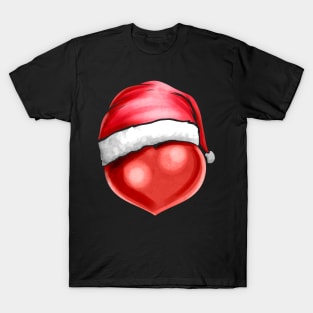 Heart With Santas Hat On Christmas T-Shirt